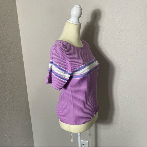 Great Northwest Clothing Company Y2K Ribbed Purple Striped Sweater Tee Size M - Picture 6 of 15